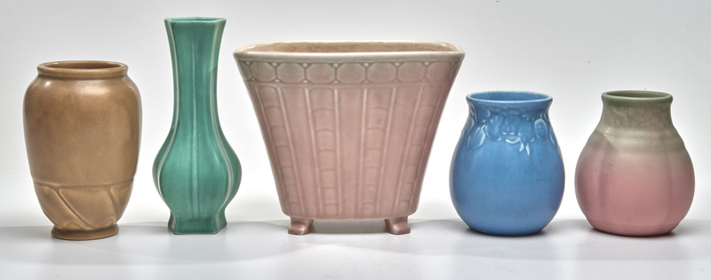 Rookwood Pottery vases, five