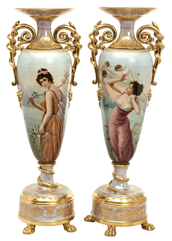 Royal Vienna vases, pair