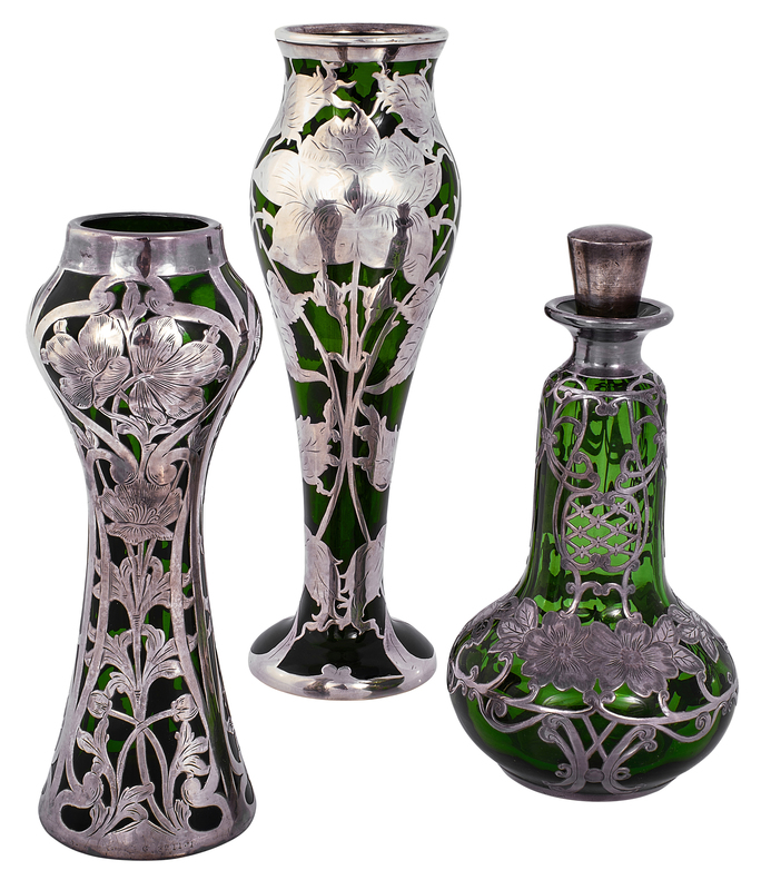 American Art Nouveau vases, group of three
