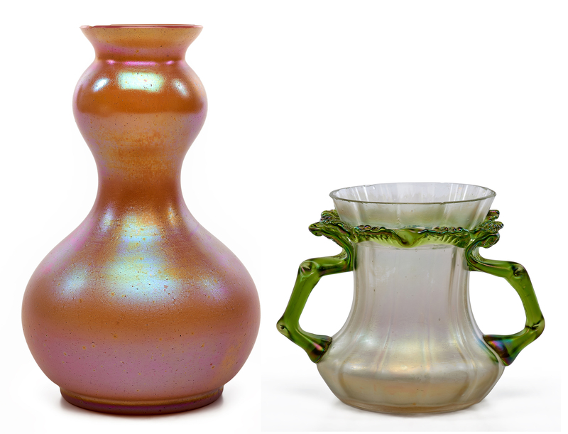 Loetz and Kralik vases 