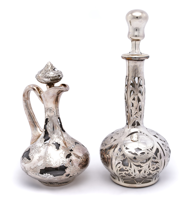 American art nouveau bottle and pitcher