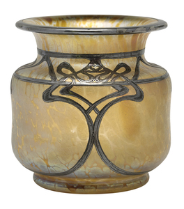 Loetz Papillon silver overlay vase