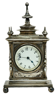 John Baston sterling silver carriage clock for E.G.L.