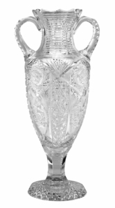 American brilliant cut glass handled vase