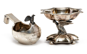 Russian silver kovsh and footed dish