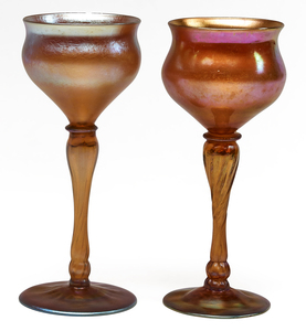 Louis Comfort Tiffany wine glasses, two 