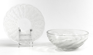 Rene Lalique plate and French glass bowl